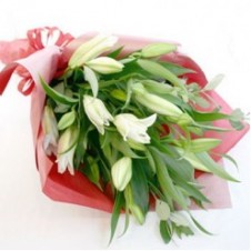 Half Dozen White Lilies in a Bouquet
